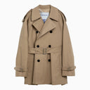Burberry Short Double Breasted Beige Trench Coat With Belt