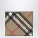 Portefeuille à motif à carreaux beige Burberry