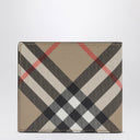 Portefeuille à motif à carreaux beige Burberry
