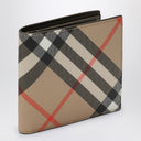Burberry Beige Check Pattern Folding Wallet