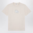 Burberry Ivory Cotton T Shirt z logo wydrukiem