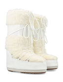 Chaussures plates de la chaussure de lune blanches