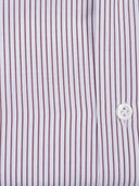 Mazzarelli Camicie Camicia In Cotone A Righe Marrone E Bianca Slim Fit