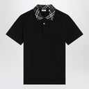 Burberry Black Polo Shirt With Check Collar