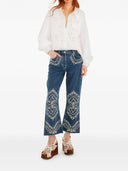 Farm Rio Off White Embroidered Long Sleeve Shirt