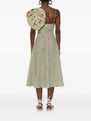Farm Rio Striped Monstera Leaf Sleeveless Midi Dress