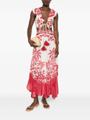 Farm Rio Guanacaste Sand Cut Out Sleeveless Midi Dress
