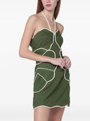 Farm Rio Green Wavy Cutouts Mini Dress