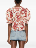 Farm Rio Flowerful Birds Beige Blouse