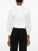 Farm Rio Off White Long Sleeve Crochet Blouse