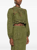 Farm Rio Majestic Garden Green Richelieu Blouse