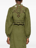 Farm Rio Majestic Garden Green Richelieu Blouse