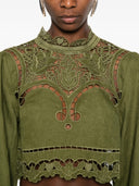 Farm Rio Majestic Garden Green Richelieu Blouse
