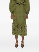 Farm Rio Majestic Garden Green Richelieu Skirt