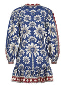 Farm Rio Luna Blue Long Sleeve Mini Dress