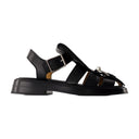 T bar sandales alexander mc queen cuir noir