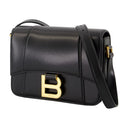 Hourglass Flap Small Crossbody Balenciaga Leather Black