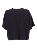 Fabiana Filippi Maxi T Shirt In Cotone Organico Chicco Riso Lurex Color Blu Notte