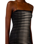 Elisabetta Franchi Zebra Jacquard Black Midi Dress