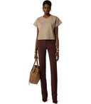 Elisabetta Franchi Beige Cropped T Shirt With Lettering