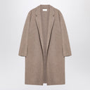 Il cappotto di cashmere beige di riga