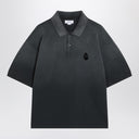 Alexander Mc Queen Faded Effect Black Polo Shirt In Cotton