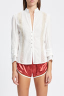 Camicia Ann Demeulemeester Lidy aperta sul davanti con nastri di pizzo