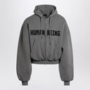 Balenciaga Dark Grey Human Being Zip Hoodie In Dry Pile