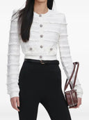 Self Portrait White Pointelle Diamante Cardigan