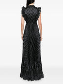 Self Portrait Black Polka Dot Frill Maxi Dress