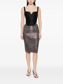 Self Portrait Black Taffeta Corset Top