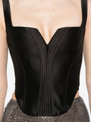 Self Portrait Black Taffeta Corset Top