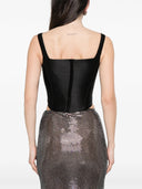 Self Portrait Black Taffeta Corset Top