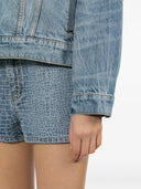 Selvportræt Rhinestone Croc Effect denimshorts