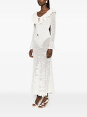 Self Portrait White Floral Crochet Midi Dress