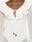 Self Portrait White Floral Crochet Midi Dress