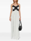 Self Portrait White Polka Dot Satin Lace Maxi Dress
