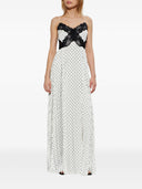 Self Portrait White Polka Dot Satin Lace Maxi Dress