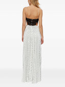 Self Portrait White Polka Dot Satin Lace Maxi Dress
