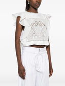 Top con volant in pizzo bianco Self Portrait