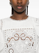 Top con volant in pizzo bianco Self Portrait