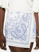 Self Portrait White And Blue Embroidered Linen Skort