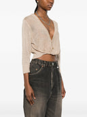 R13 3/4 Sleeve Twisted Front Cardigan