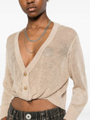 R13 3/4 Sleeve Twisted Front Cardigan
