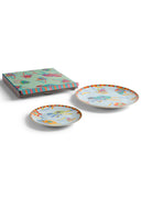 Lisa Corti Porcelain Set Plate Of 2 Japanese Light Blue