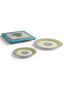 Lisa Corti Porcelain Set Plate Of 2 Jungle Parrot Green