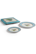 Lisa Corti Porcelain Set Plate Of 2 Jungle Parrot Blue