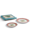 Lisa Corti Porcelain Set Plate Of 2 Jungle Parrot Red