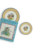 Lisa Corti Porcelain Set Plate Of 2 Jungle Parrot Yellow
