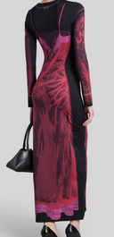 Marine Serre Wet Nuisette Printed Jersey Ls Long Dress